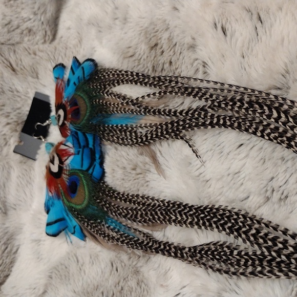 Feather earrings with authentic turquoise - Picture 5 of 7